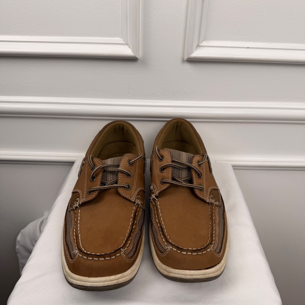Thom McAn Kellan 3 Mens 10M Tan Leather Mesh Boat Shoes Loafers 20205
